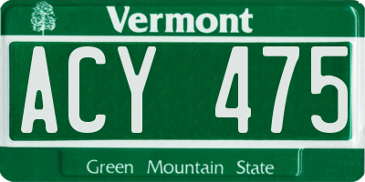 VT license plate ACY475