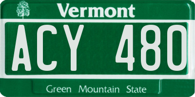 VT license plate ACY480