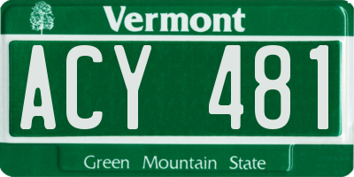 VT license plate ACY481