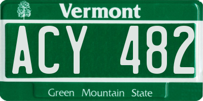VT license plate ACY482