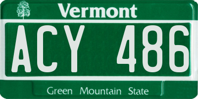 VT license plate ACY486