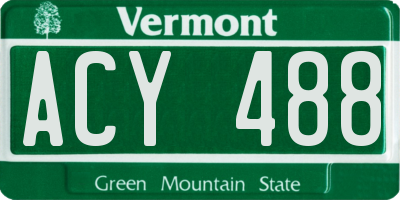 VT license plate ACY488