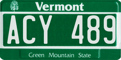 VT license plate ACY489