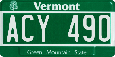 VT license plate ACY490