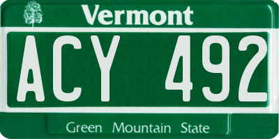 VT license plate ACY492