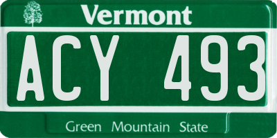 VT license plate ACY493