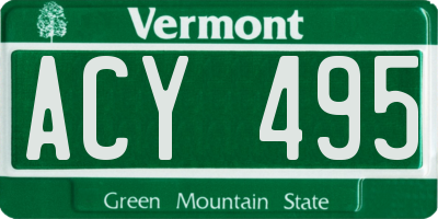 VT license plate ACY495