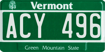VT license plate ACY496