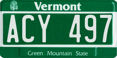 VT license plate ACY497