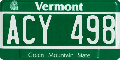VT license plate ACY498