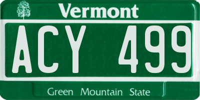 VT license plate ACY499