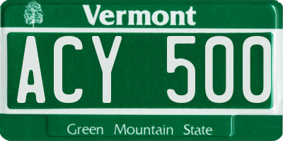 VT license plate ACY500