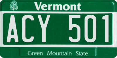 VT license plate ACY501