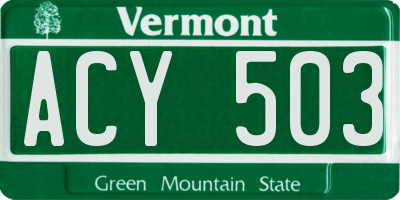 VT license plate ACY503