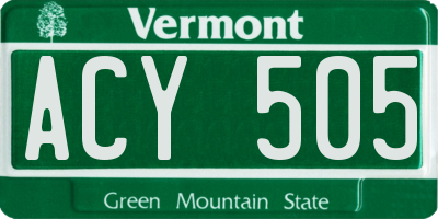 VT license plate ACY505