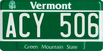 VT license plate ACY506