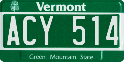 VT license plate ACY514