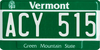 VT license plate ACY515