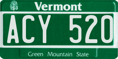 VT license plate ACY520