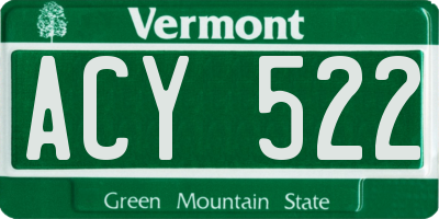 VT license plate ACY522