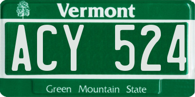VT license plate ACY524