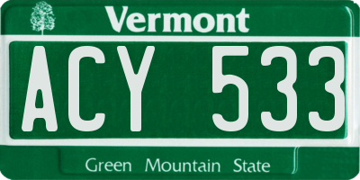 VT license plate ACY533