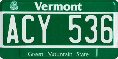 VT license plate ACY536