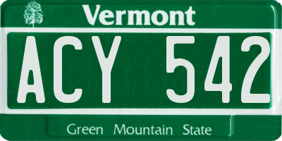 VT license plate ACY542