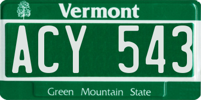 VT license plate ACY543