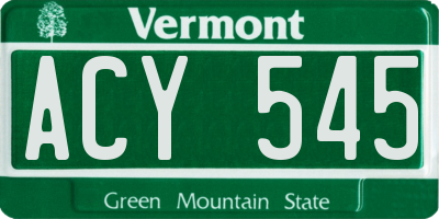 VT license plate ACY545
