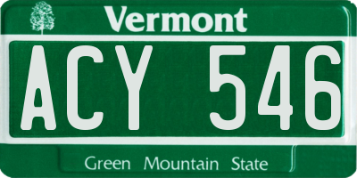 VT license plate ACY546