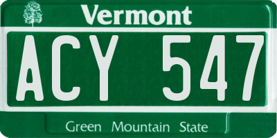 VT license plate ACY547