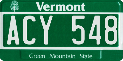 VT license plate ACY548