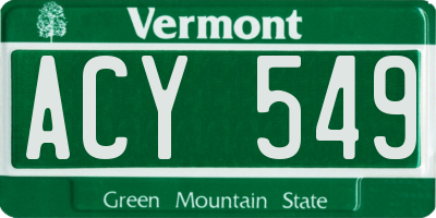 VT license plate ACY549