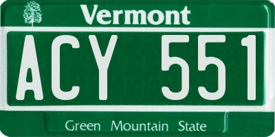 VT license plate ACY551