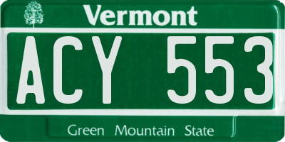 VT license plate ACY553