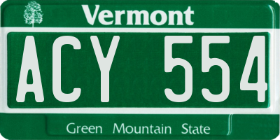 VT license plate ACY554