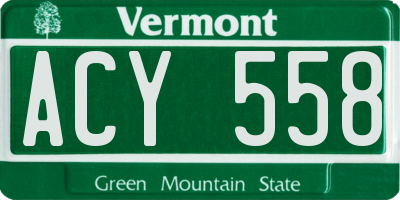 VT license plate ACY558