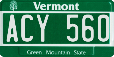 VT license plate ACY560