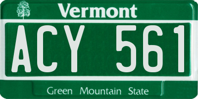 VT license plate ACY561