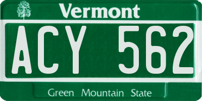 VT license plate ACY562