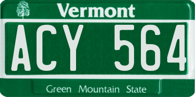 VT license plate ACY564