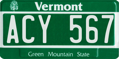 VT license plate ACY567