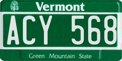 VT license plate ACY568