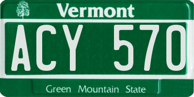 VT license plate ACY570