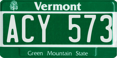 VT license plate ACY573