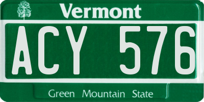 VT license plate ACY576
