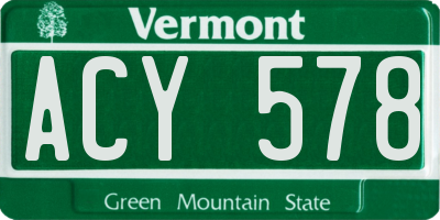VT license plate ACY578