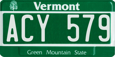VT license plate ACY579