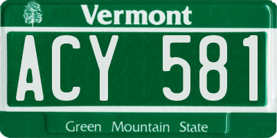 VT license plate ACY581